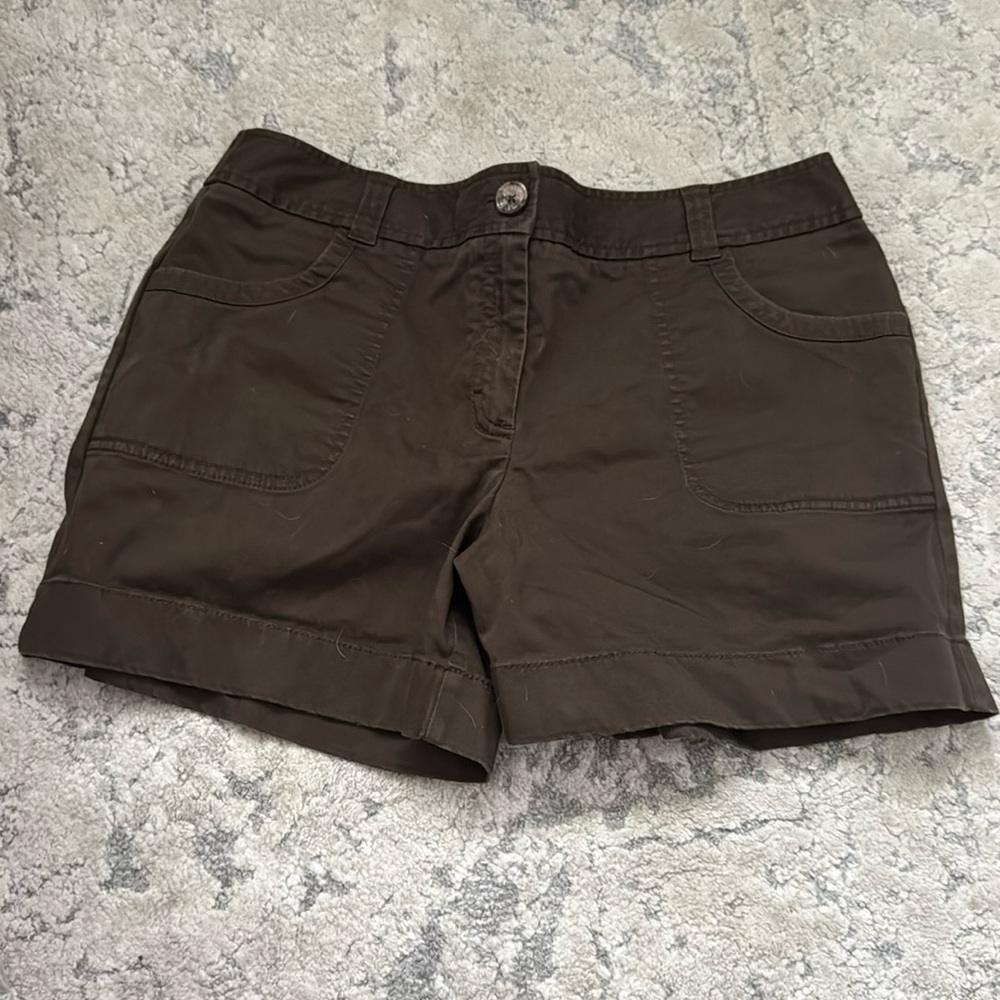 Ann Taylor Brown chinos cotton shorts‎ mid rise Sz 10